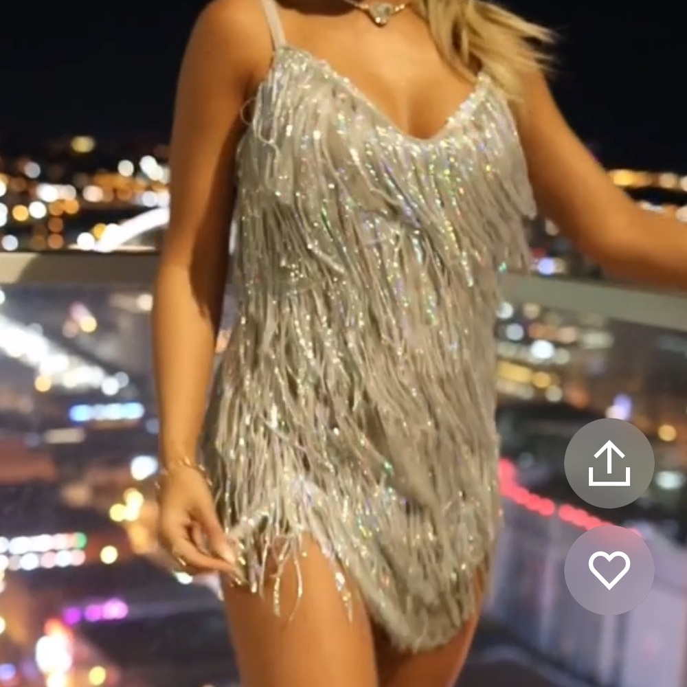 Multicolor sparkle fringe dress Taylor Swift eras vibe
